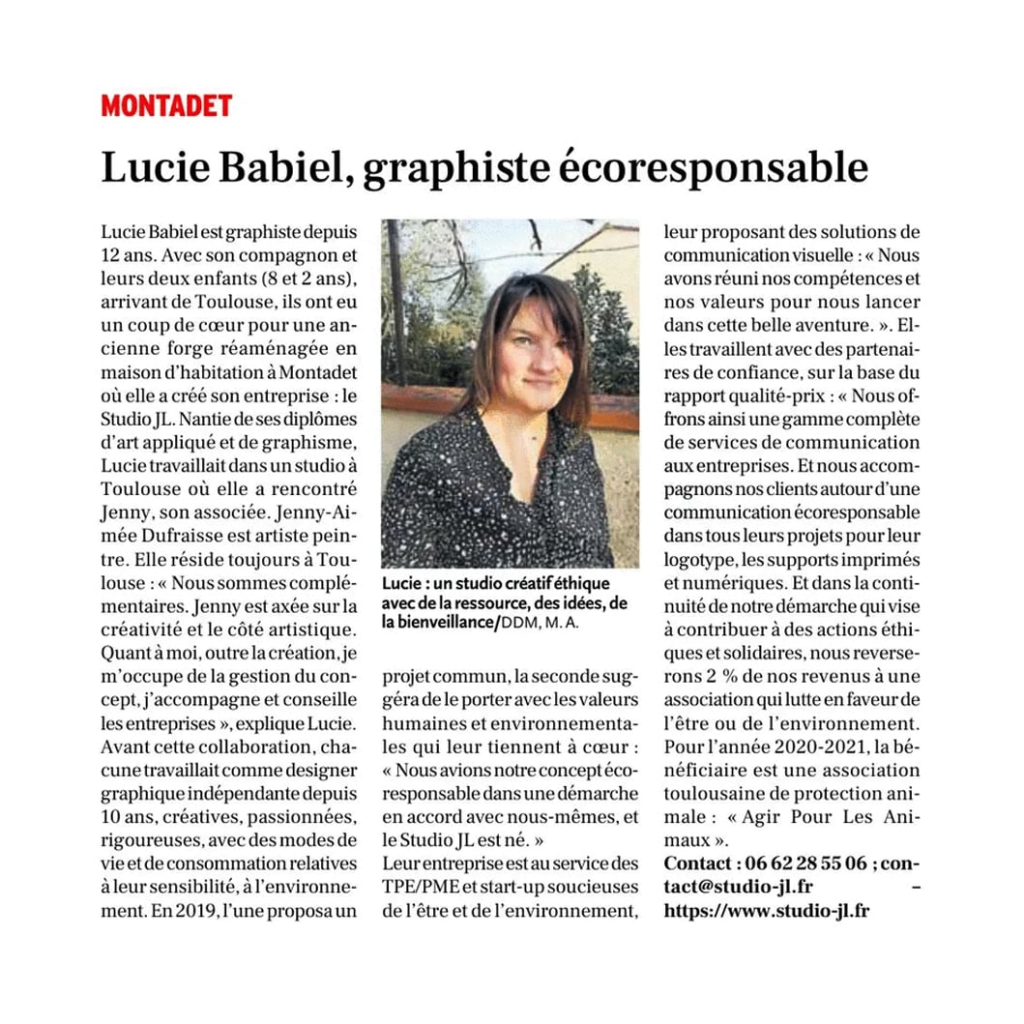 Article la dépêche pour Studio JL